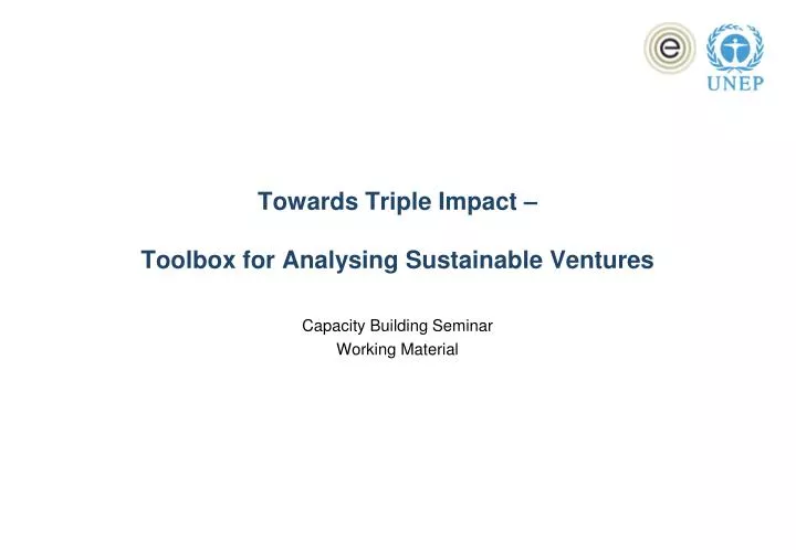 towards triple impact toolbox for analysing sustainable ventures