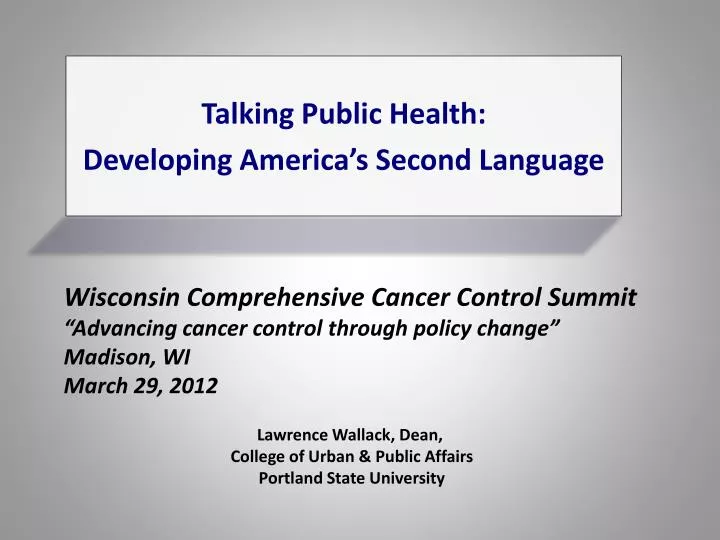 talking public health developing america s second language