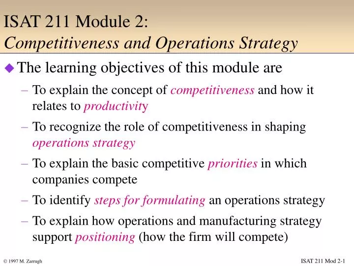 isat 211 module 2 competitiveness and operations strategy