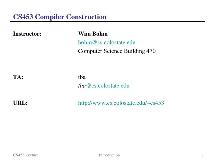 cs453 compiler construction