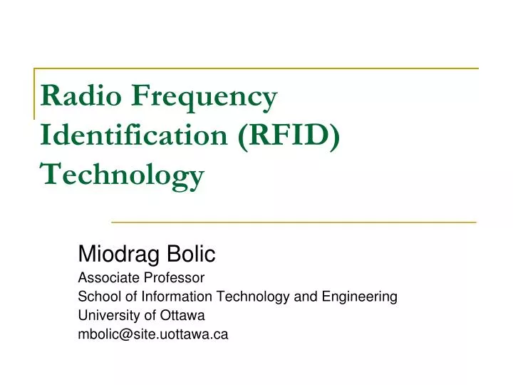 radio frequency identification rfid technology