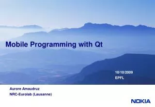 Mobile Programming with Qt