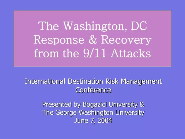 the washington dc response recovery from the 9 11 attacks
