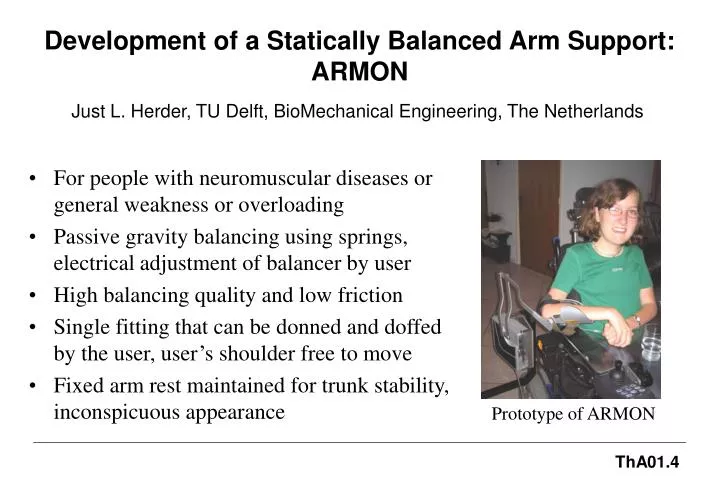 development of a statically balanced arm support armon