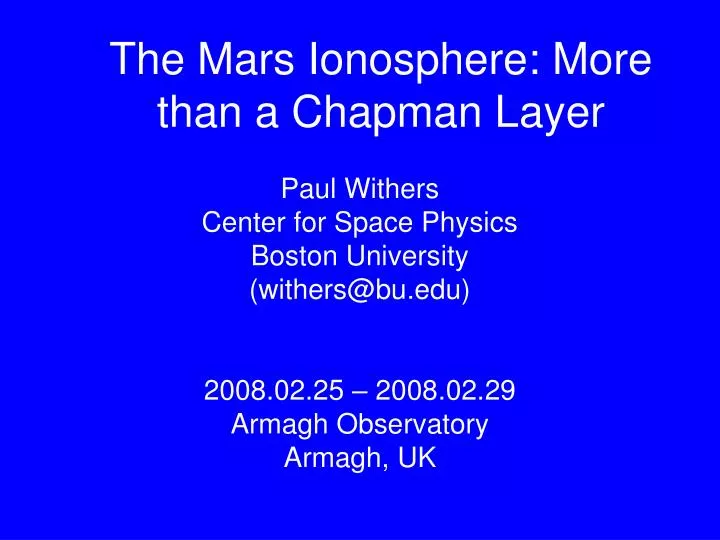 the mars ionosphere more than a chapman layer