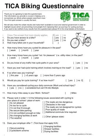 TICA Biking Questionnaire