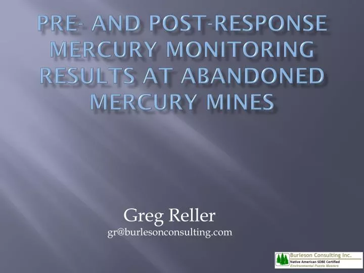 pre and post response mercury monitoring results at abandoned mercury mines