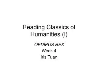 Reading Classics of Humanities (I)