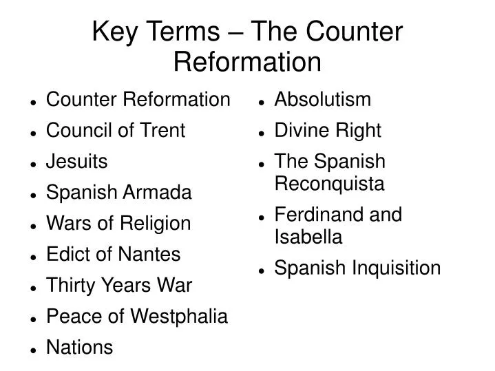 key terms the counter reformation