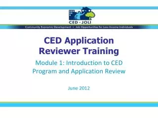 CED Application Reviewer Training