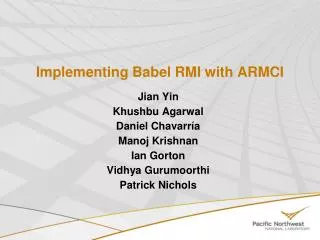 Implementing Babel RMI with ARMCI