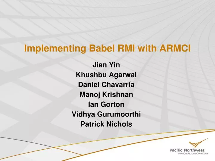 implementing babel rmi with armci