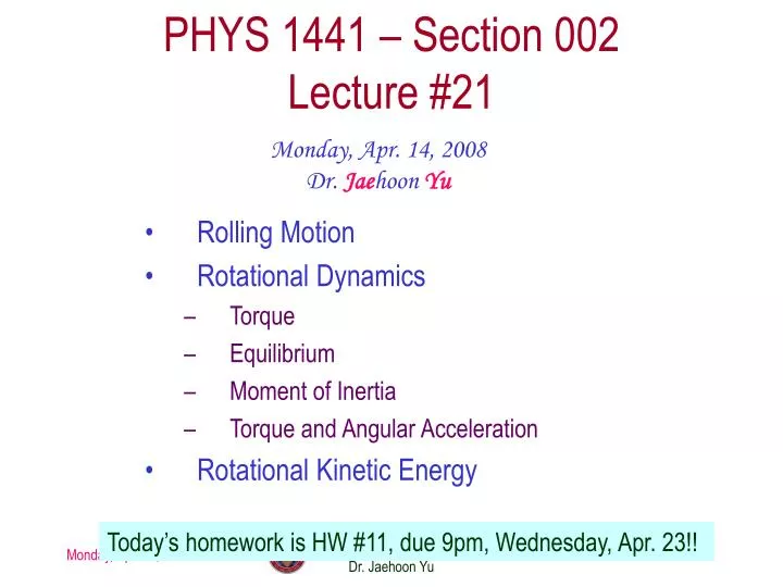 phys 1441 section 002 lecture 21