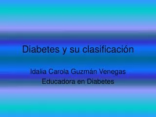 diabetes y su clasificaci n