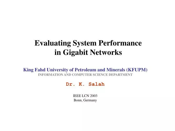 evaluating system performance in gigabit networks