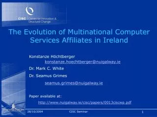 The Evolution of Multinational Computer Services Affiliates in Ireland