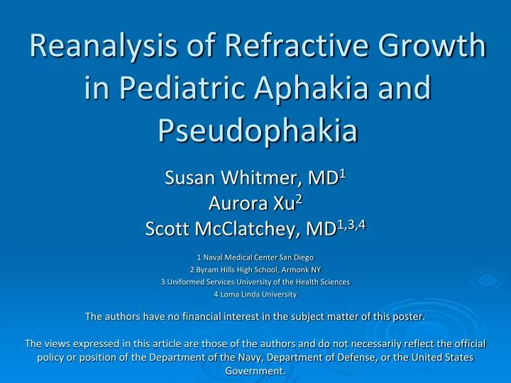 reanalysis of refractive growth in pediatric aphakia and pseudophakia