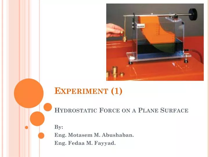 experiment 1 hydrostatic force on a plane surface