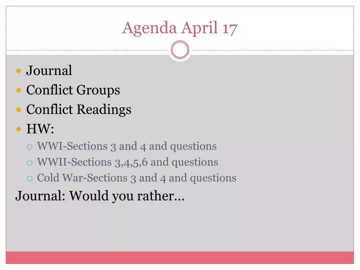 agenda april 17