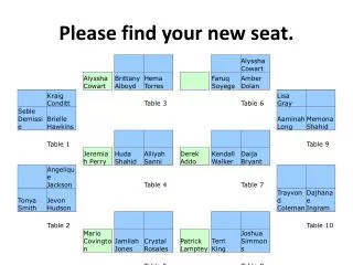 Please find your new seat.