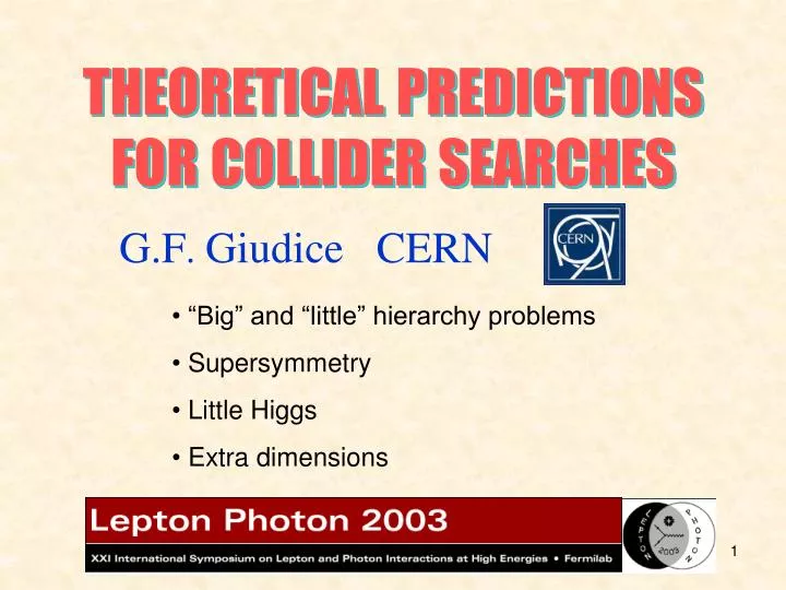 theoretical predictions for collider searches