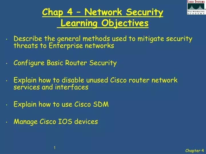 chap 4 network security learning objectives
