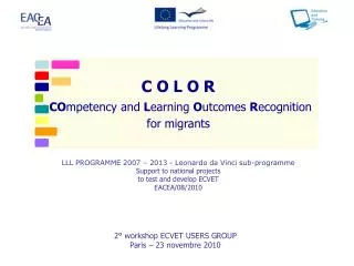C O L O R CO mpetency and L earning O utcomes R ecognition for migrants