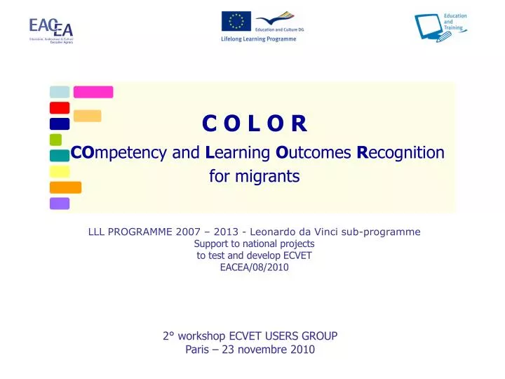 c o l o r co mpetency and l earning o utcomes r ecognition for migrants