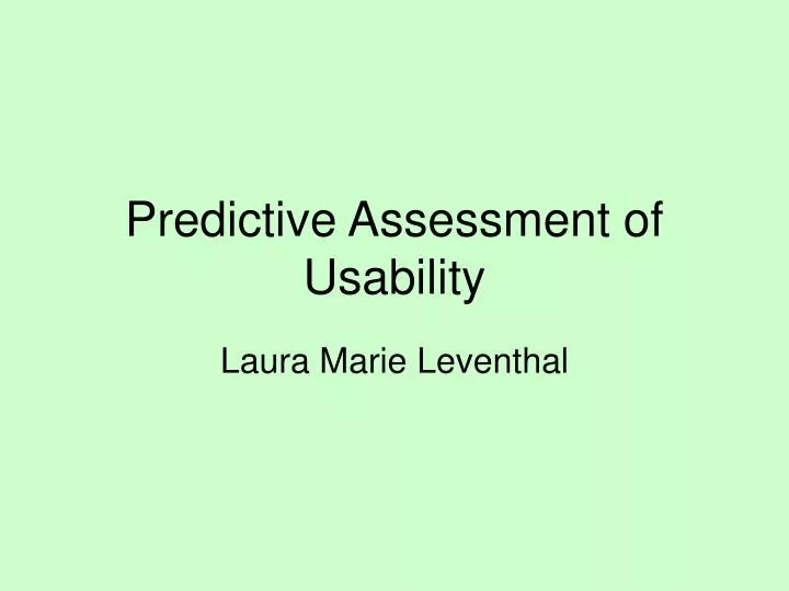 predictive assessment of usability