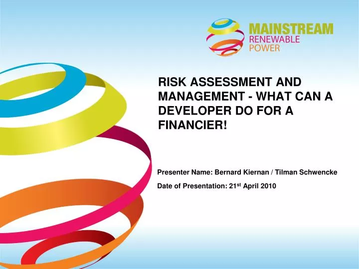 risk assessment and management what can a developer do for a financier