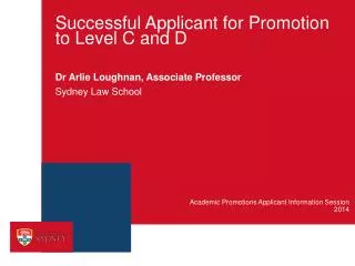 Successful Applicant for Promotion to Level C and D