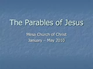 The Parables of Jesus