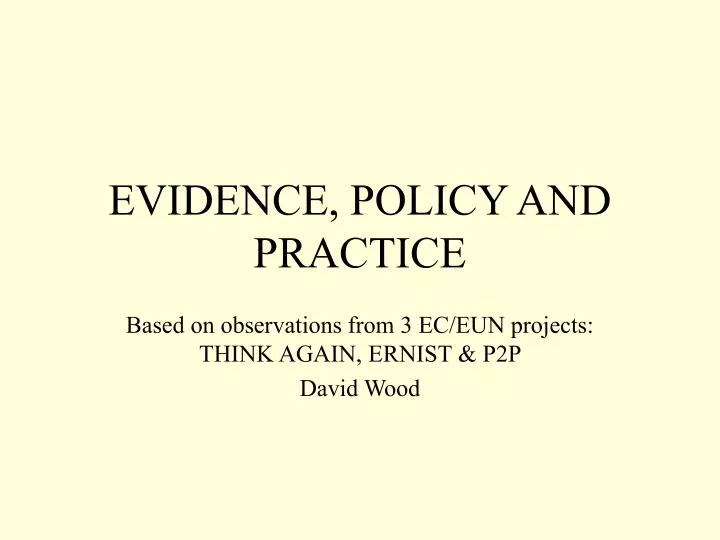 evidence policy and practice