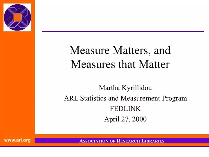 measure matters and measures that matter