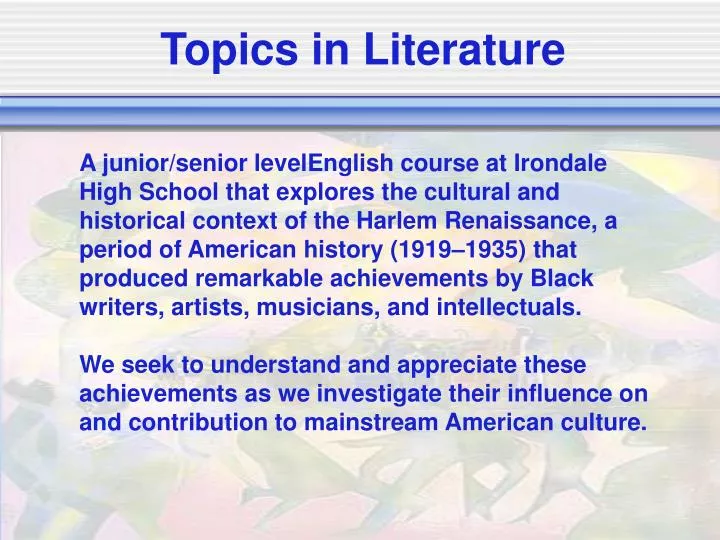 topics in literature