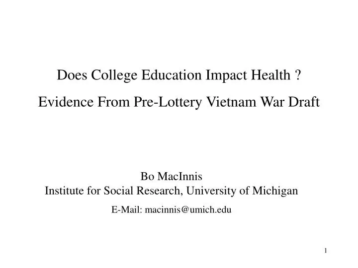 does college education impact health evidence from pre lottery vietnam war draft