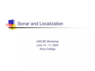 Sonar and Localization