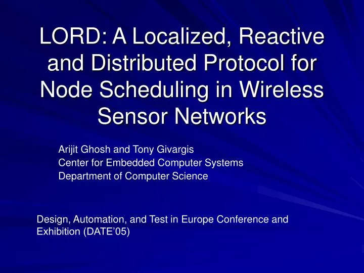 lord a localized reactive and distributed protocol for node scheduling in wireless sensor networks