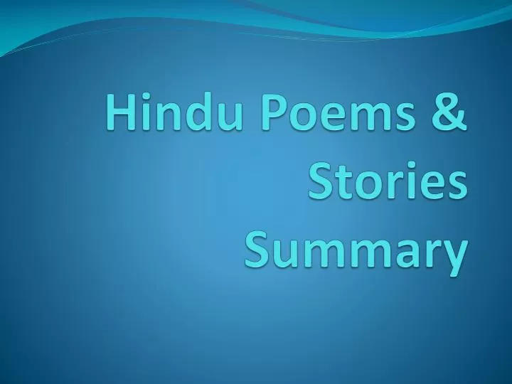 hindu poems stories summary