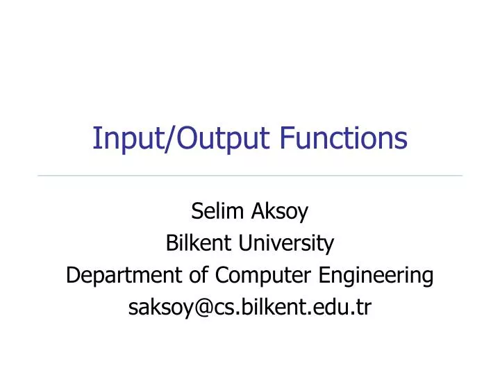 input output functions