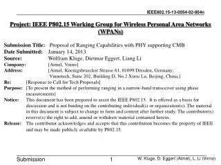 Project: IEEE P802.15 Working Group for Wireless Personal Area Networks (WPANs)