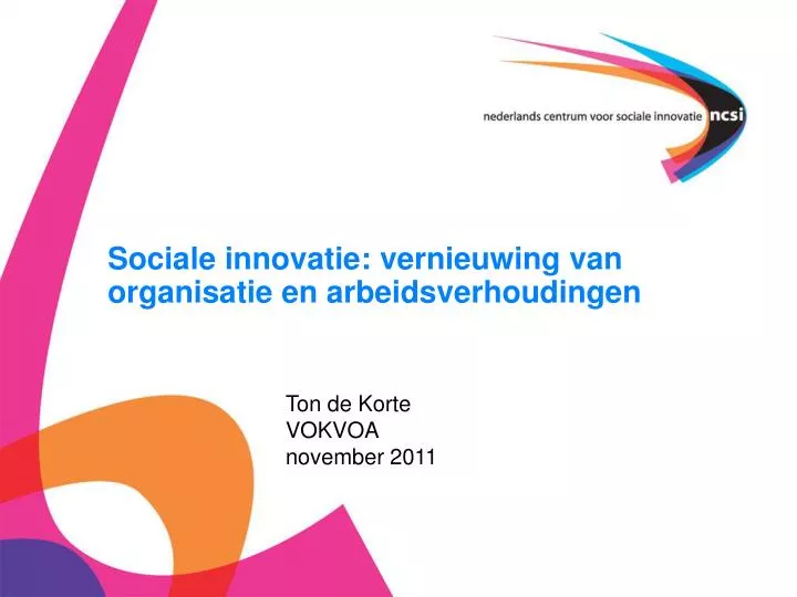 sociale innovatie vernieuwing van organisatie en arbeidsverhoudingen