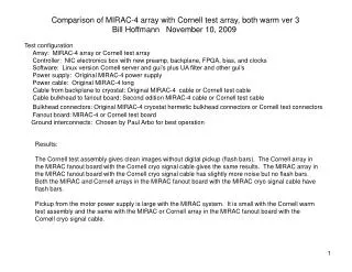 Comparison of MIRAC-4 array with Cornell test array, both warm ver 3