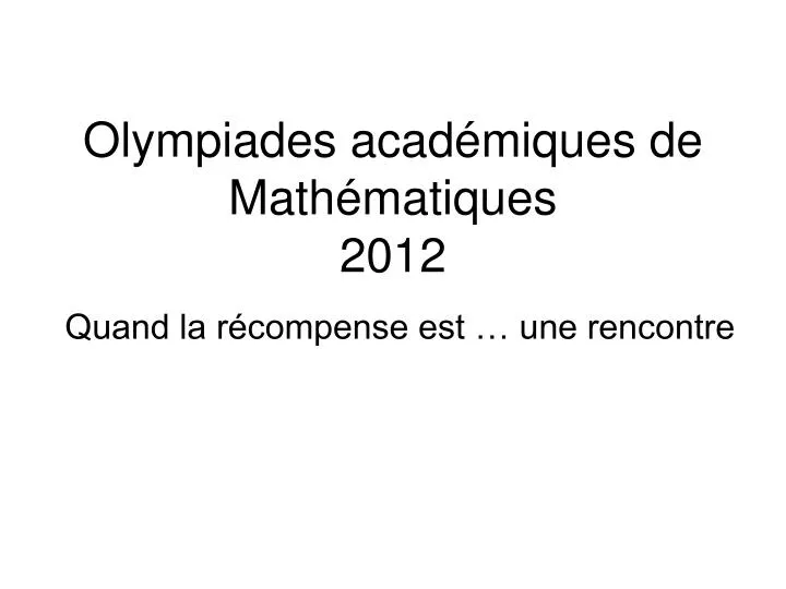 olympiades acad miques de math matiques 2012