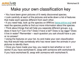 Make your own classification key