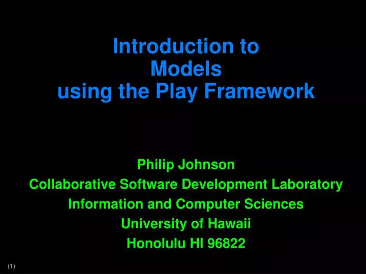 introduction to models using the play framework