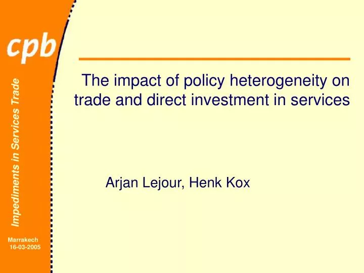 the impact of policy heterogeneity on trade and direct investment in services