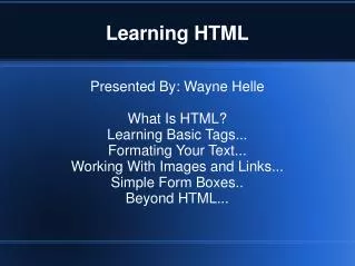 Learning HTML