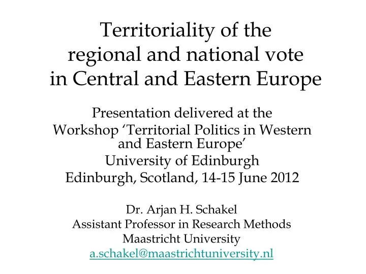 territoriality of the regional and national vote in central and eastern europe