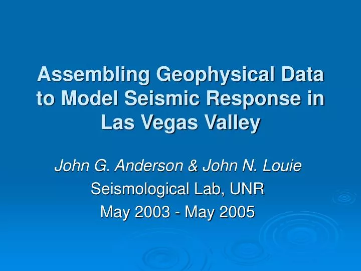 assembling geophysical data to model seismic response in las vegas valley